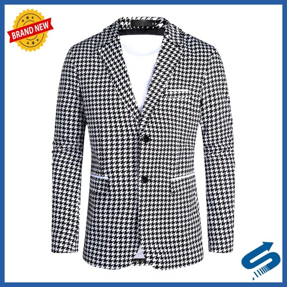 Slim Fit Polyester Blazer Two-Button Sport Coat Formal Casual Wear